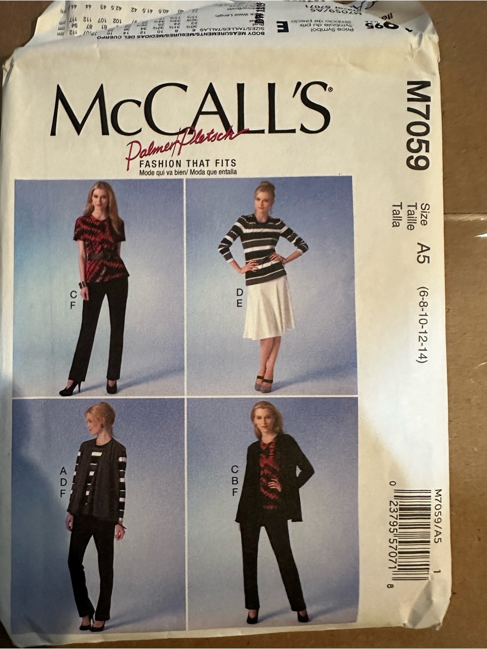 Women's Sewing Pattern - Black & Red Knit Top and Pants